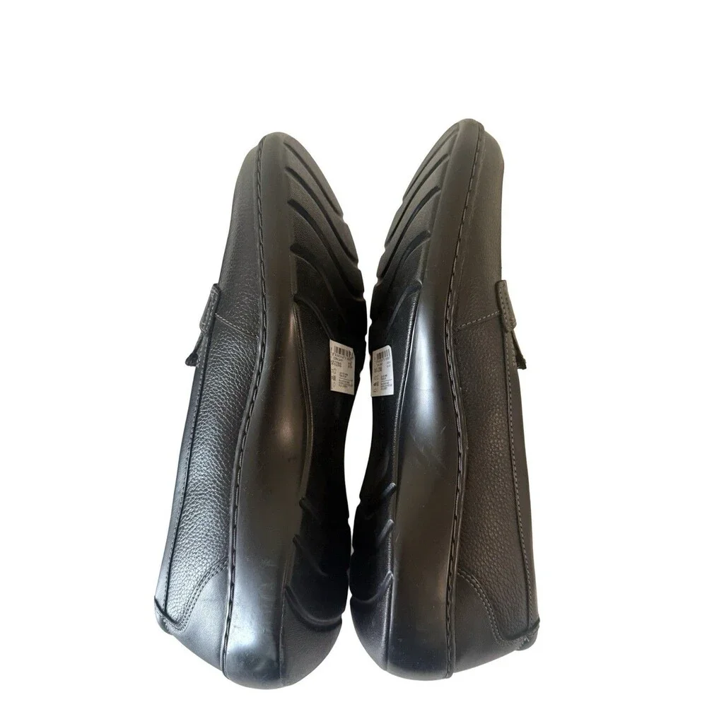 Clarks Womens Cora Daisy Loafers Black Leather Slip On Flat Shoes  SZ 12N NEW